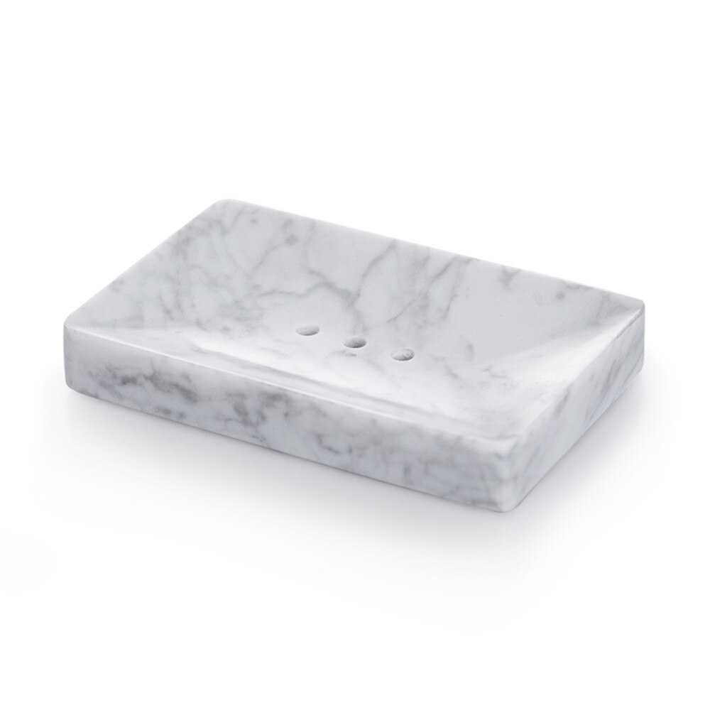 Porte-savon en marbre naturel brillant lisse/porte-éponge de maquillage avec trou de vidange