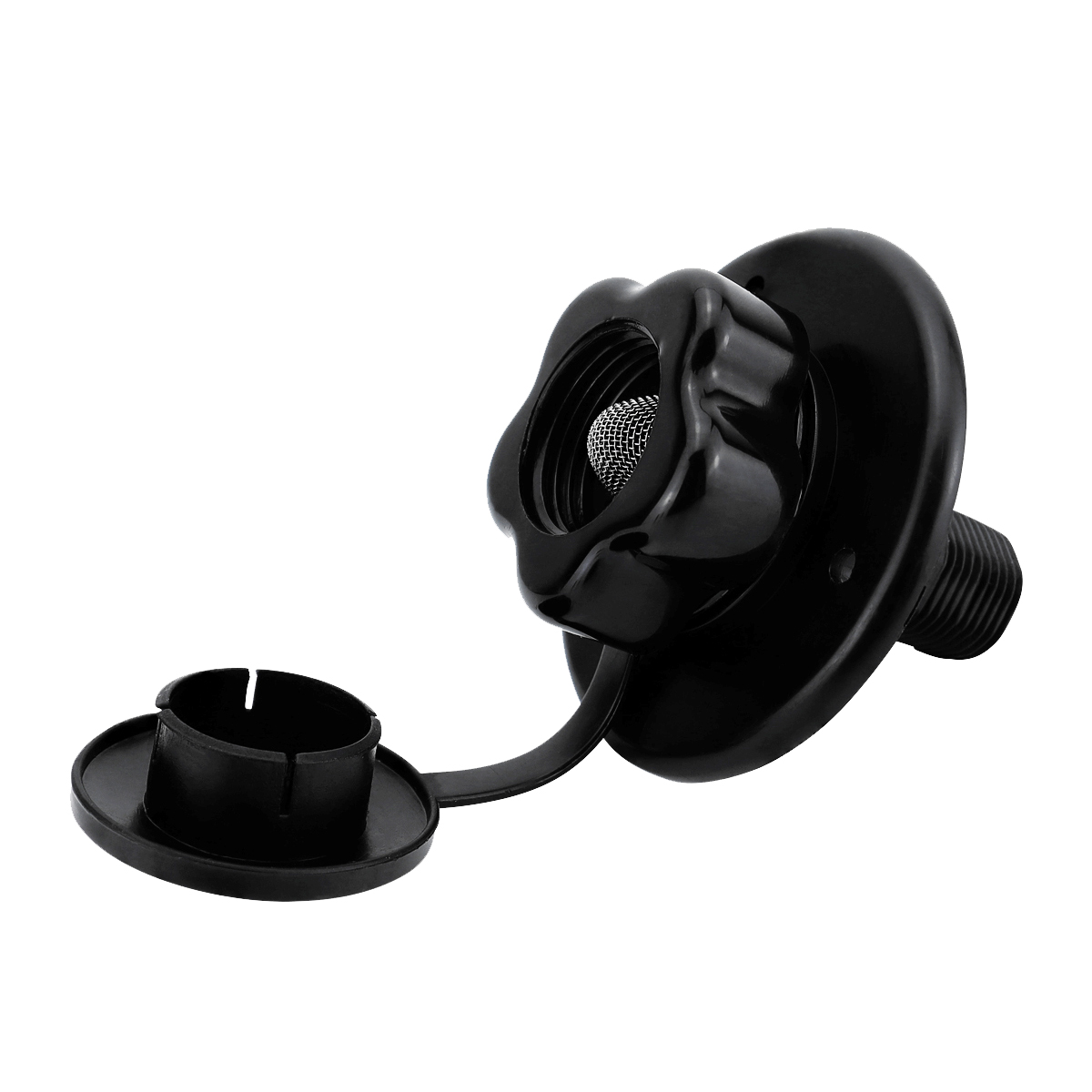 Durable RV City Water Inlet With Check Valve Check Valve Flange Hose Connector UV Stabilized Plastic: black