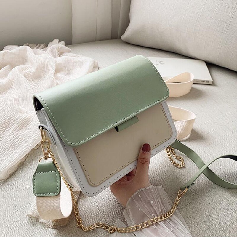 Sac en cuir pour femme à rabat lambrissé sac à main contraste couleurs femmes sacs pour sacs à bandoulière