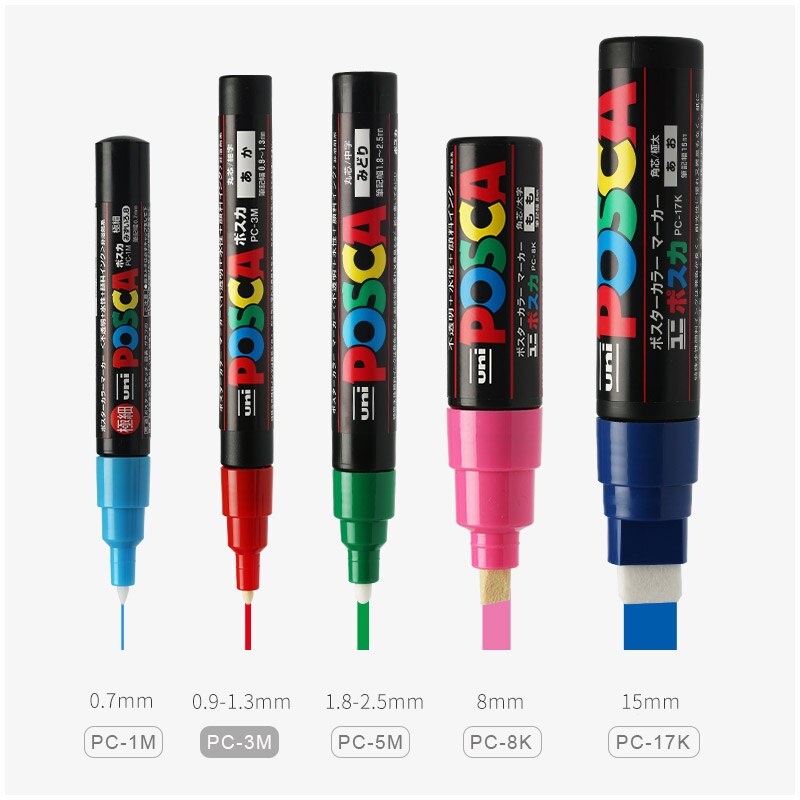 Uni POSCA PC-1M / 3M / 5M Pop Poster Werbung Stift auf wasserbasis Marker Stift Anfänger Malerei färbung Spezielle Marker Kuli-einstellen