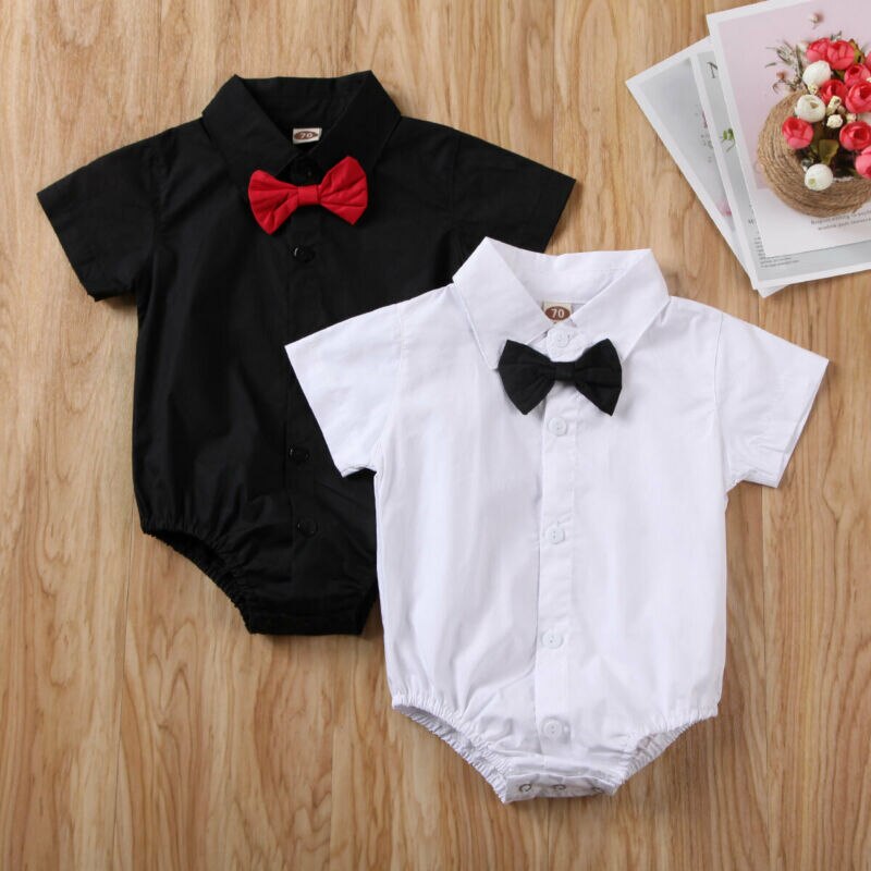 Pasgeboren Baby Jongens Outfits Jumpsuit Zomer Kleding Gentleman Strik Tie Bodysuit Lange Mouwen Kleding