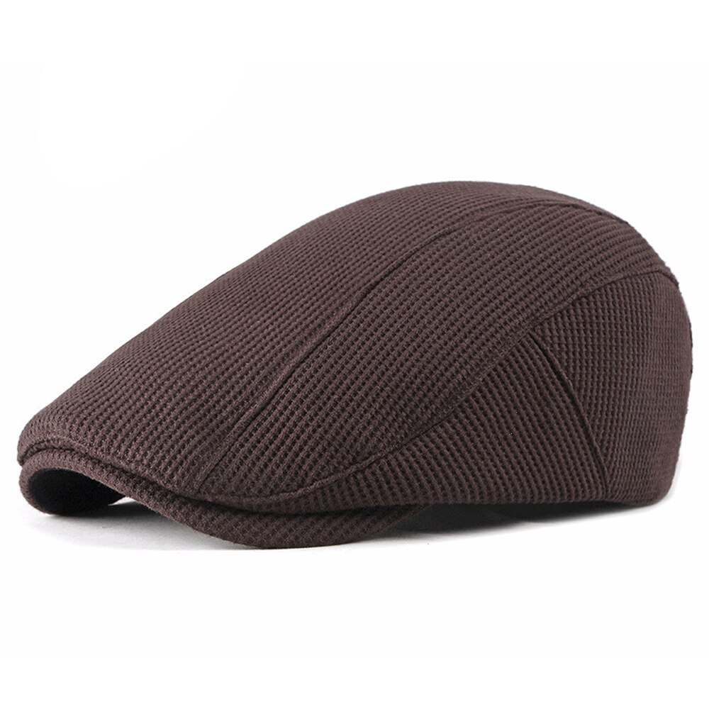 Men Peaked Painter Autumn Winter Retro Caps Street Newsboy Beret Hat Mens Cabbie Hats 3+M6033#: Coffee