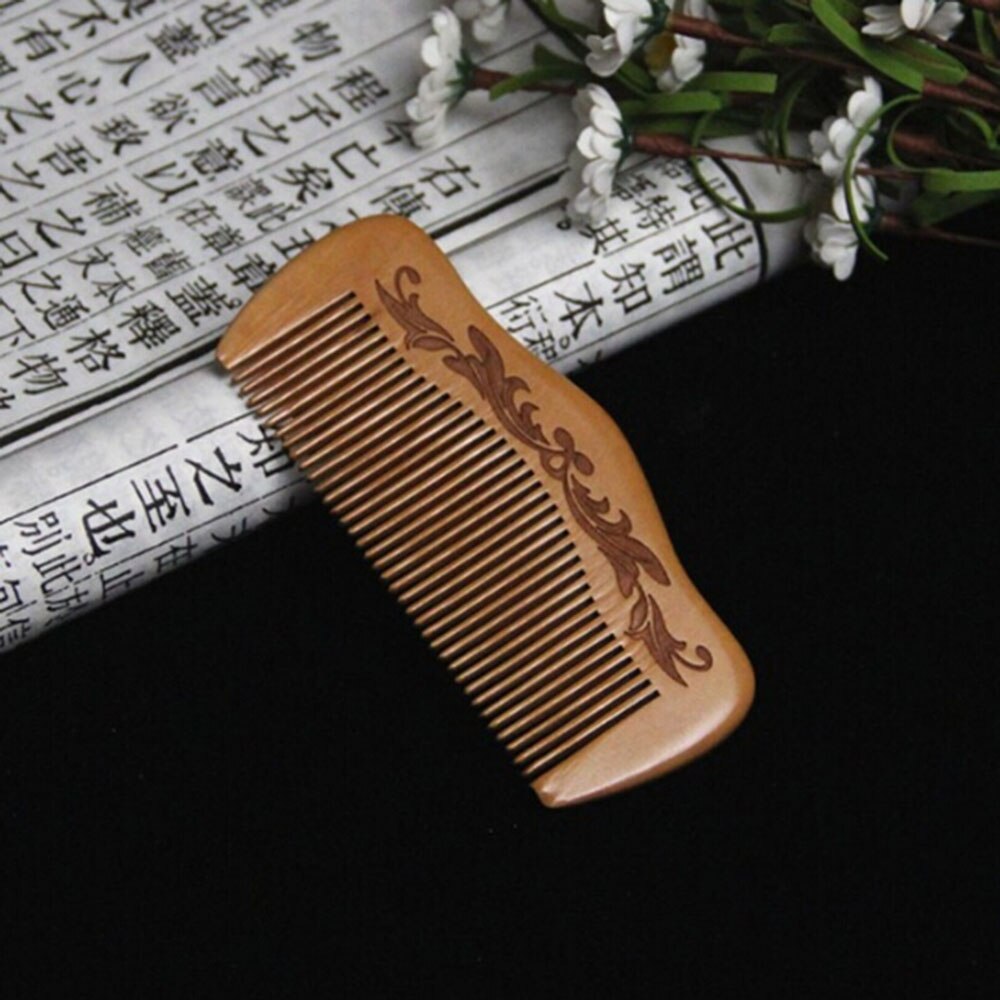 Natural Wide Tooth Peach Wood Comb Healthy No-static Massage Hair Wooden Comb Chinese Traditional Haircut Tool: C