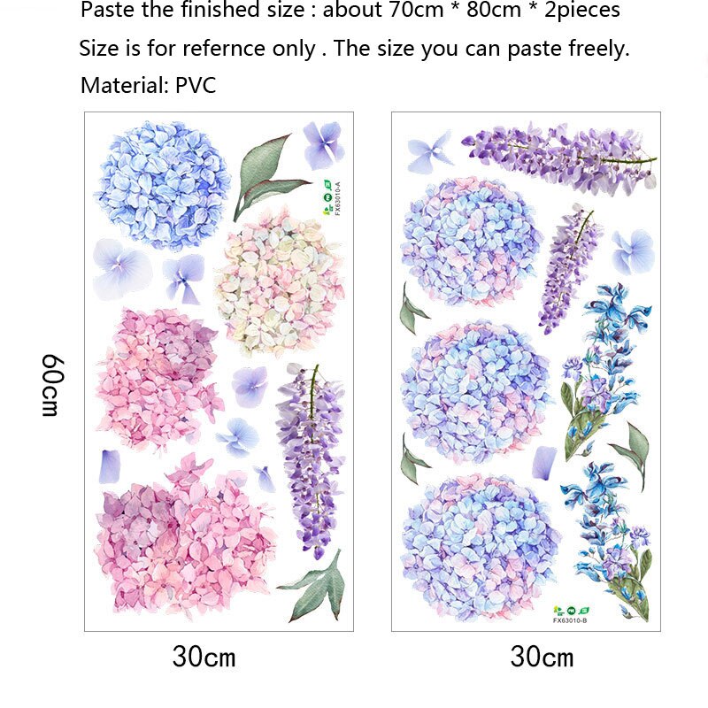 Purple Lavender Flower Wall sticker Living Room Bedroom Sofa Background Home Decor Combination Self Adhesive Stickers
