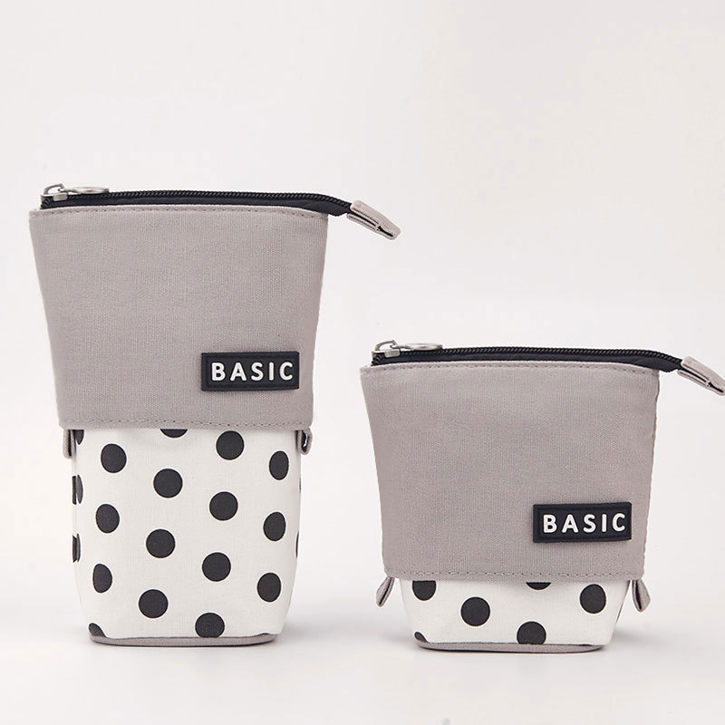 Estuche para lápices, portalápices de puntos, tela de lona, material escolar estacionario coreano, organizador de regla para niños, bolsa de , caja de pie para transformador