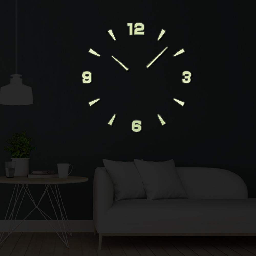 Horloges murales lumineuses grande Horloge montre Horloge 3D autocollants faciles à poser Quartz Luminou Duvar Saat Klock Horloge murale lumineuse muette moderne