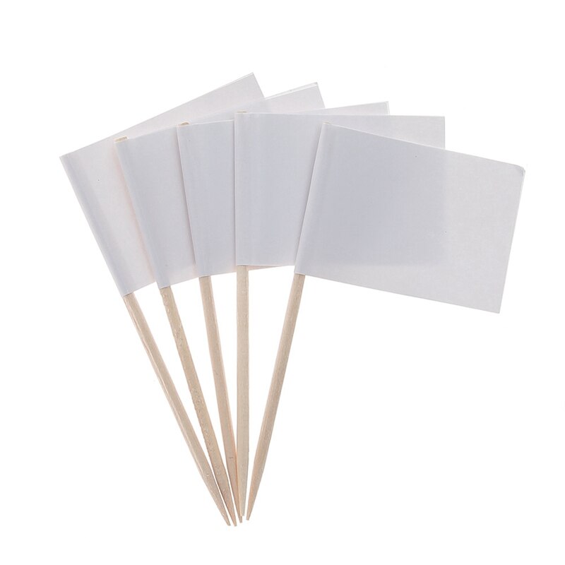 100 Uds palillos bandera Racing palillos aperitivo palitos de dientes palitos para fruta para cóctel accesorio de -blanco
