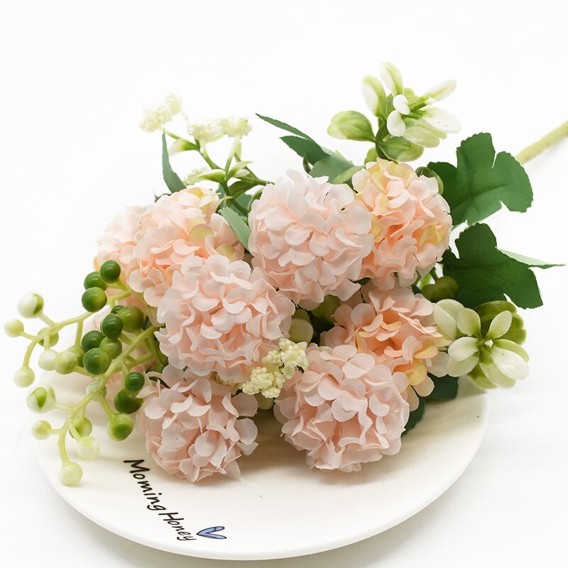 Artificial Hydrangea Rose Wedding Small Hydrangea Hand Bouquet christmas decorations for Home Accessories DIY Artificial Flowers: 5