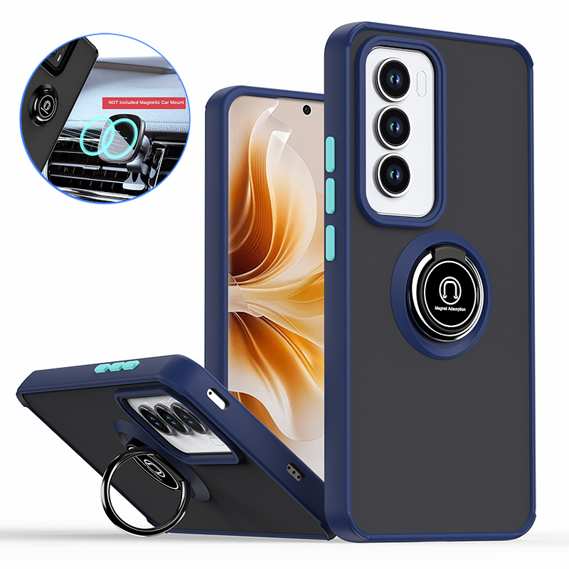 Hårdt pc stødsikkert mat pansercover til oppo reno 12 pro 12 magnetisk ring, blød ramme 5g etui til oppo reno 12f 12 pro fundasider