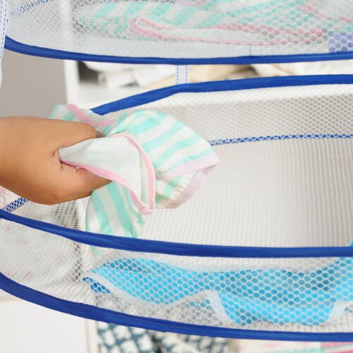 Dobbelt hængende tøj vasketøjskurv tørretumbler net mesh sweater tørrestativ foldning yh -460627