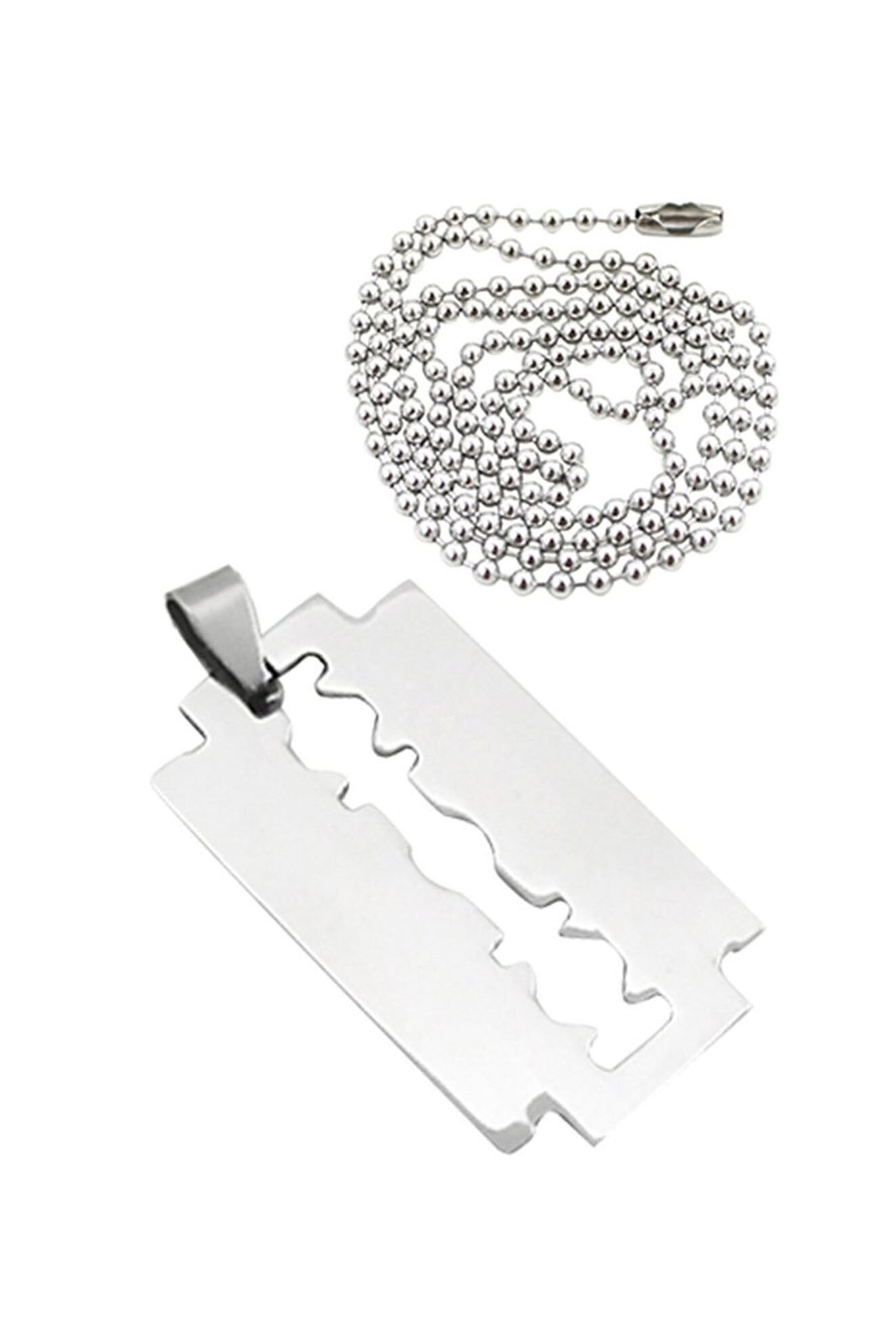 -Heren Rvs Scheermesje Hanger Collier Zilveren