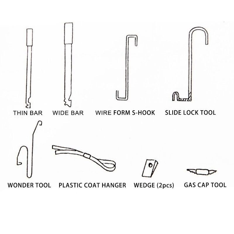 Auto Deurslot Out Emergency Open Unlock Key Gereedschap Kit + Zwart Luchtpomp Universele