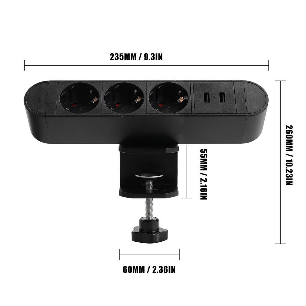 Multifunctional USB Desktop Socket Table Clip Clamp Free Hole Tabletop Office Workstation Sockets