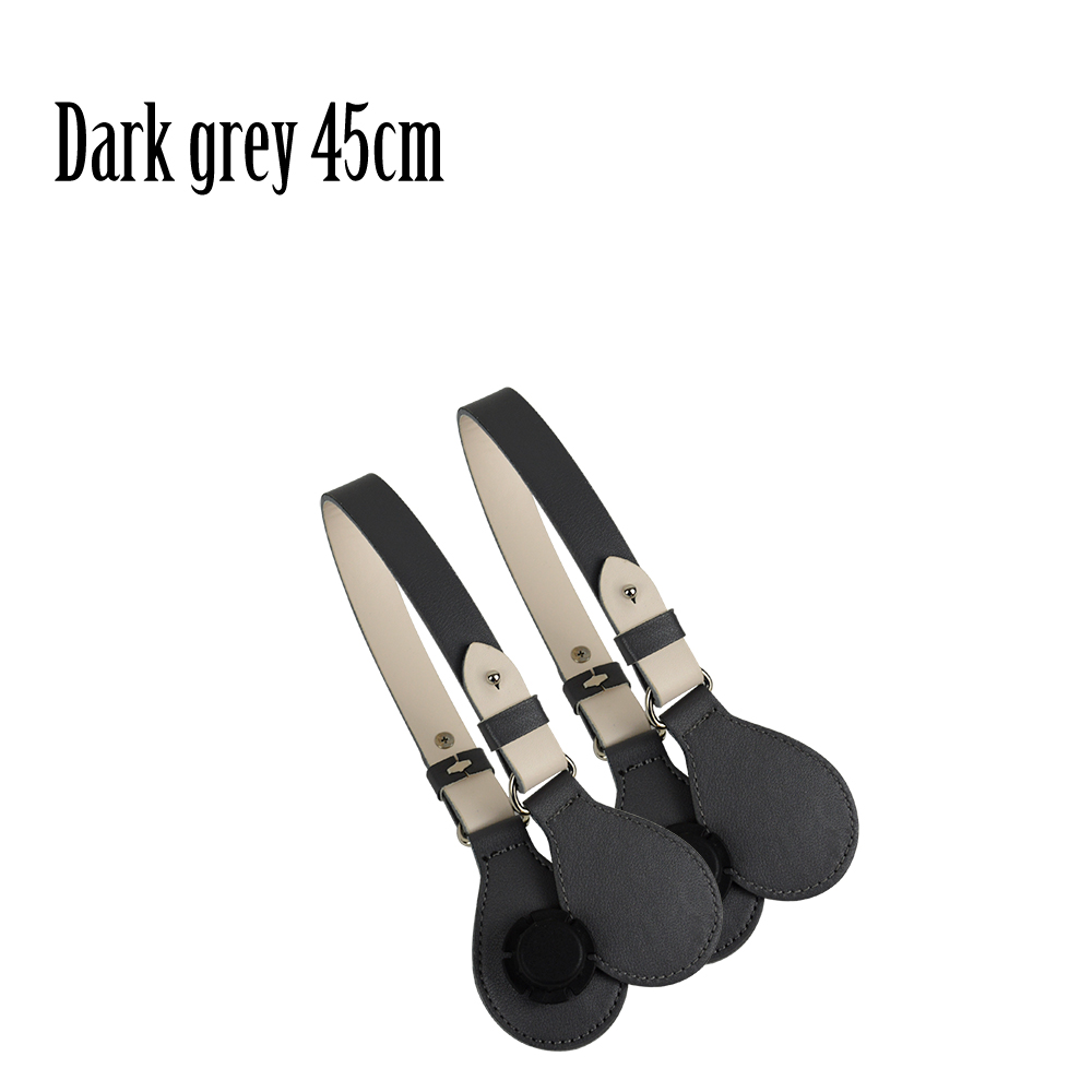 Long Short Flat Handles with end for Obag Faux Leather Lacquer Handle Removable End for O Bag OCHIC: Dark grey 45cm