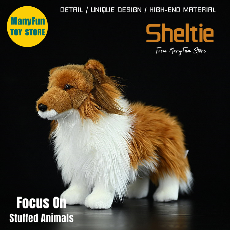Sheltie hund plyschleksak högkvalitativ grov collie plysch shetland sheepdog leksak naturtrogna gosedjur simuleringsdocka leksaker