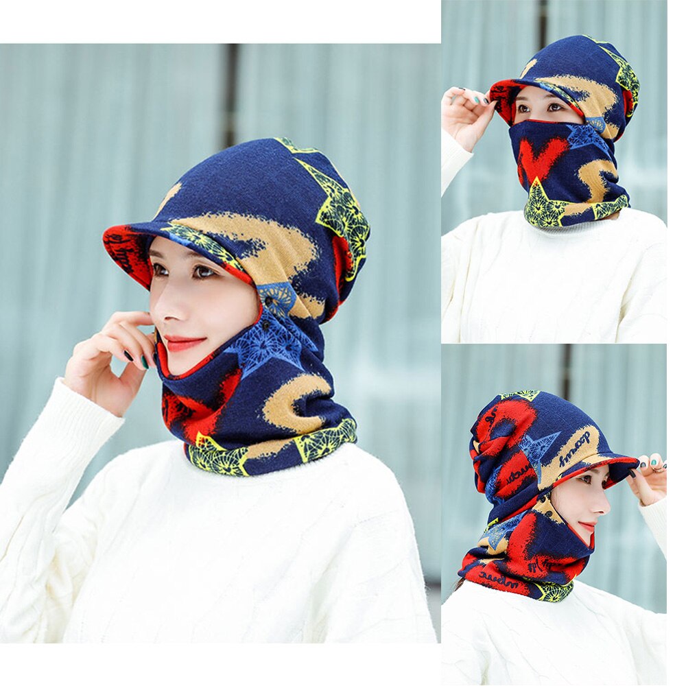 Winter Warm Face Mask Cold Weather Face Cover Hats for Women Thermal Balaclava Hat Hooded Neck Warmer Cycling Masked cap