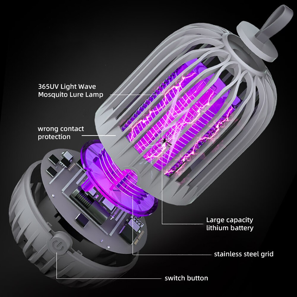 Rechargeable Usb Mosquito Killer Lamps Portable Mosquito Trap Light for Home Living Room Backyard Garden Outdoor Camping Fishing