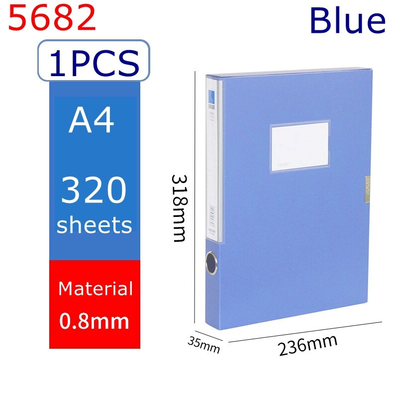 Deli 5603 file box A4 file folder documents storage bag storage box label box: 5682-BLUE