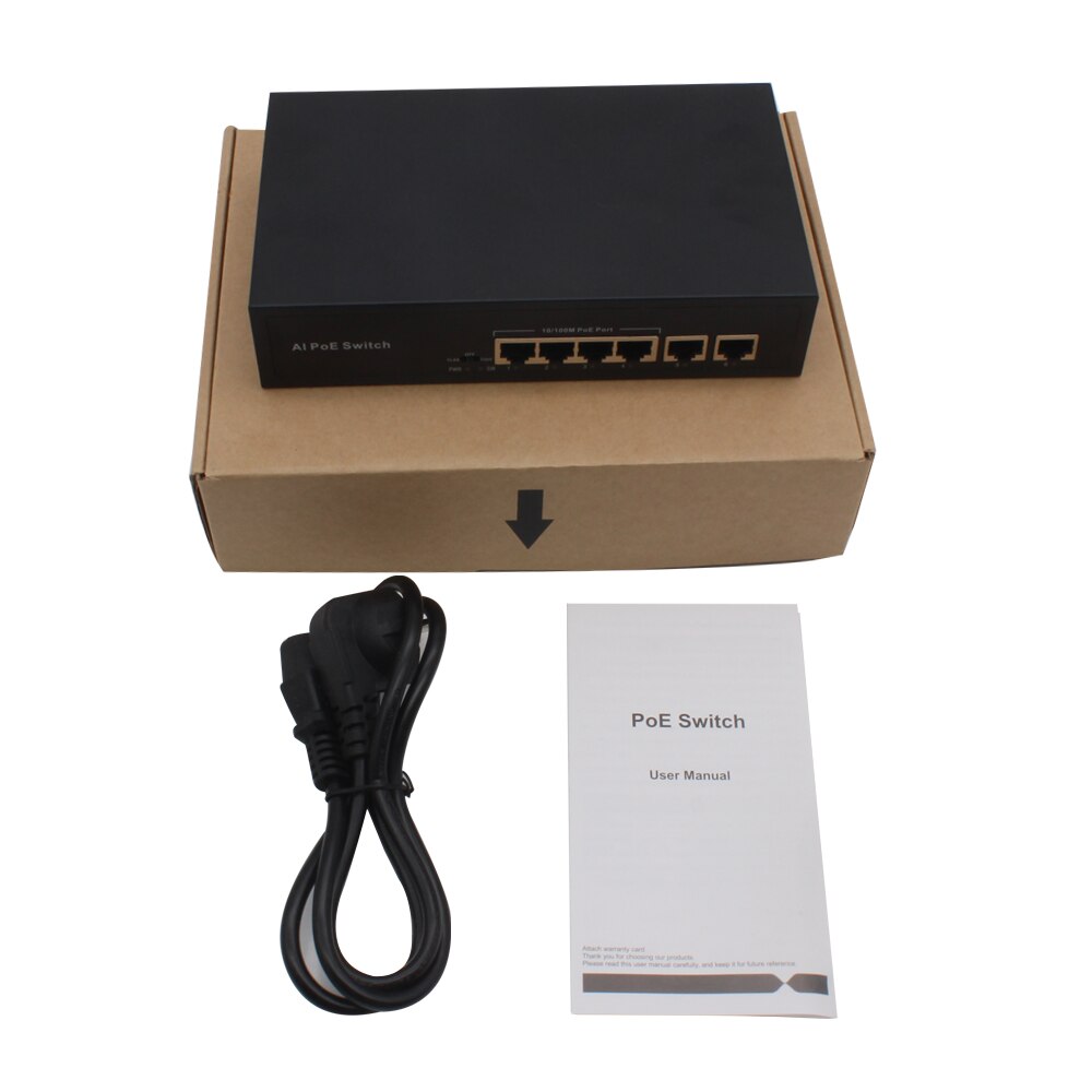 1+4 Ports 10/100Mbps Mini PoE Switch 48V 1A Power over Ethernet Network Switch for CCTV IP Camera
