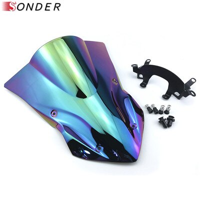 Windshield Windscreen for Kawasaki Z900 Parts Motorcycle Double Bubble Z 900 17 18 19 Screen accessories: Iridium