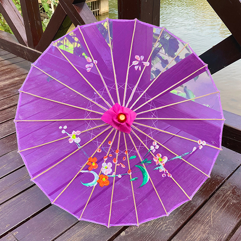 Transparent Silk Umbrella Dance Craft Umbrella Photography Decoration Ceiling Ancient Costume Prop Umbrella Women Hanfu Cosplay: Light Grey