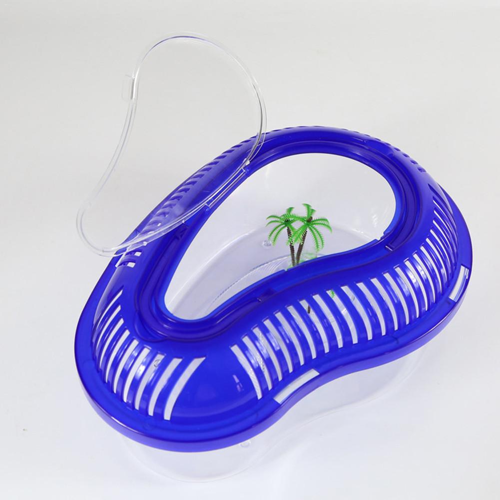 Akvarium mini akvarium sköldpadda cylinder med plattform sköldpadda plast tank vattensköldpadda avelsbox med lock