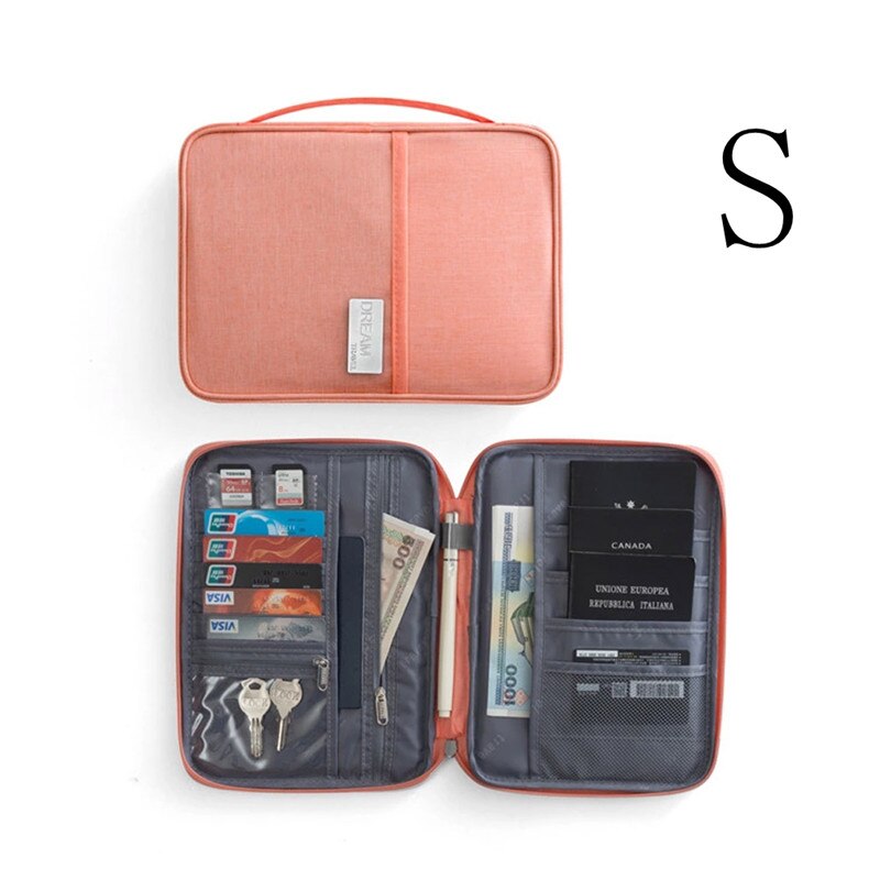 Sports Bag For Passport Cover Holder Card Package Credit Card Holder Wallet Organizer Sports Hiking Camp Document Bag: Pink S
