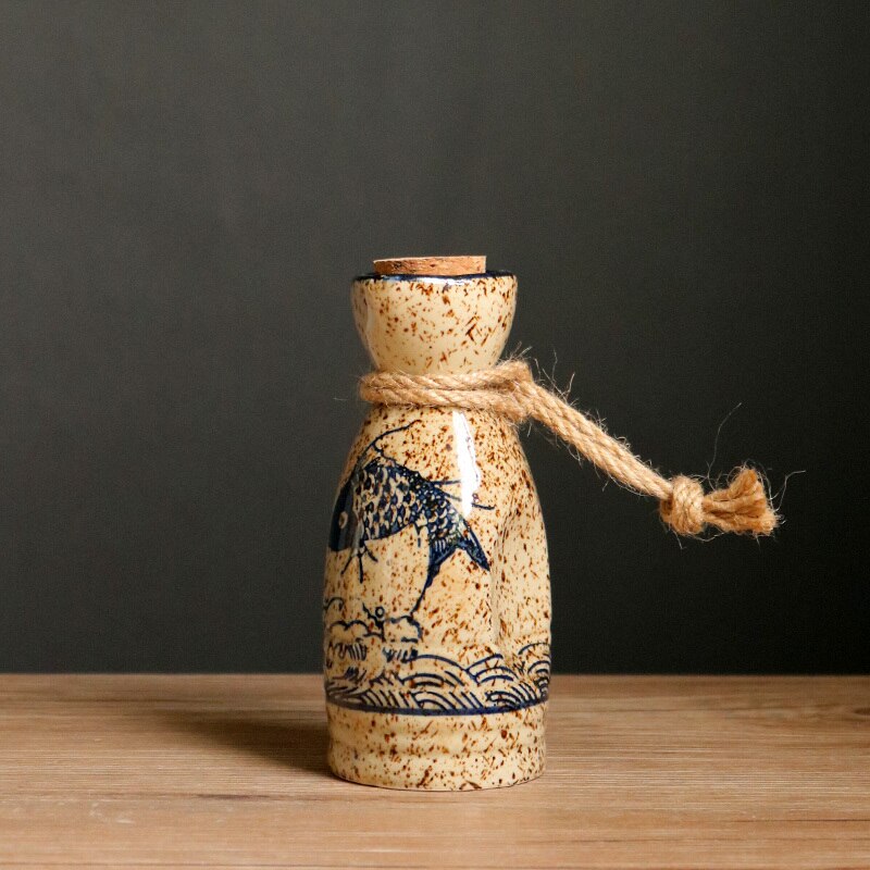 Japansk årgang keramisk sake separator hvit gul vin sprit brennevin gryte flagon husholdning håndlaget vintøy: 5