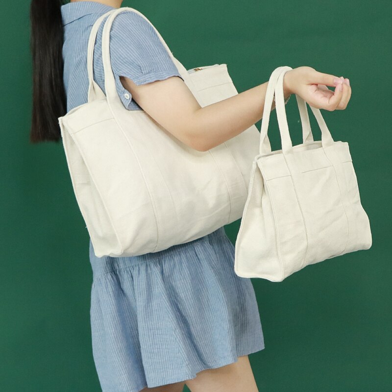Women Shopping Bag Female Canvas Cloth Shoulder Bag Environmental Storage Handbag Reusable Foldable Eco Grocery Totes