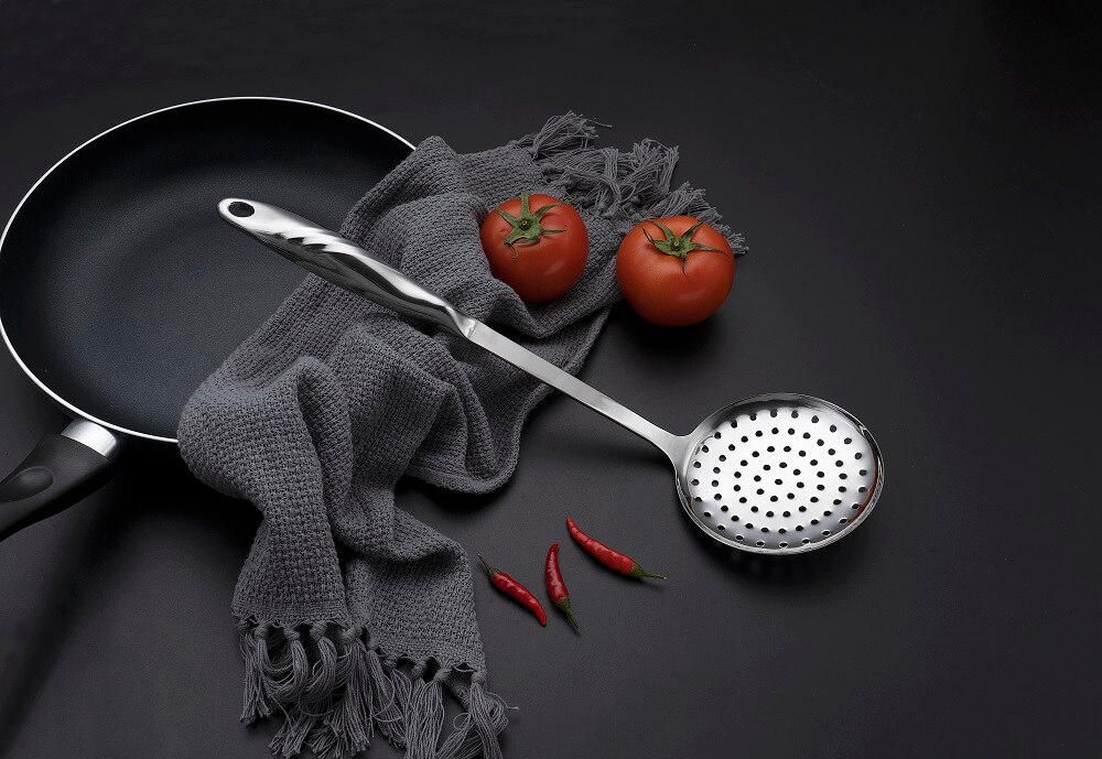 Kitchen Utensils Stainless Steel Light Luxury Spoon Ladle Skimmer Fork Potato Masher Slotted Turner Cookware Tool: Skimmer