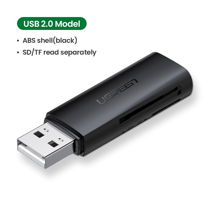 UGREEN USB Card Reader USB to SD Micro SD TF Card Reader for Computer Laptop Accessories Smart Card Reader SD Card Reader: USB2.0 Model