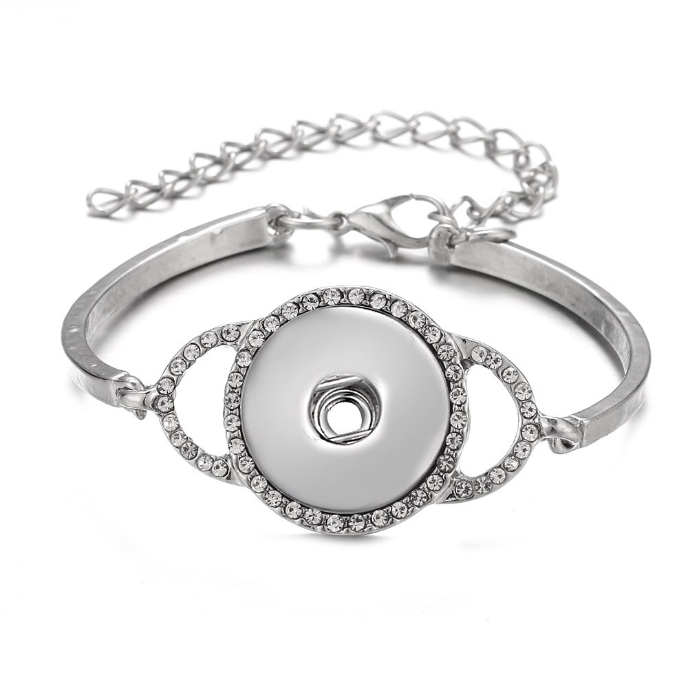 Snap Button Bracelet Cuff Bangle 20mm 18mm Metal Silver plated Snap Bracelet Fit Snaps Buttons Interchangeable Jewelry: 10