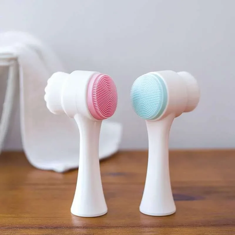 Silicagel gezichtsborstel Dubbelzijdige gezichtsreiniger Mee-eter verwijderen Product Poriereiniger Exfoliërende gezichtsborstel Gezichtsborstel