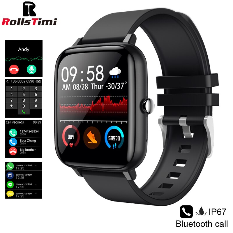 Rollstimi Smart Watch Men Bluetooth Answer Call Full Touch Dialing Fitness Tracker Waterproof Smartwatch Ladies Sports wristband