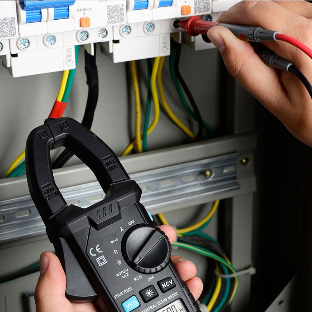 MESTEK Digital Clamp Meter 600A AC Current 600V AC/DC Voltage Capacitance Measurement Data Hold Backlight NCV Tester