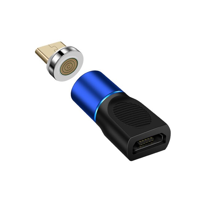 3A-C USB adaptateur magnétique Type C femelle vers mâle convertisseur pour iPhone 11 Xiaomi HUAWEI SAMSUNG Note 10 + plus S10 S9: Blue