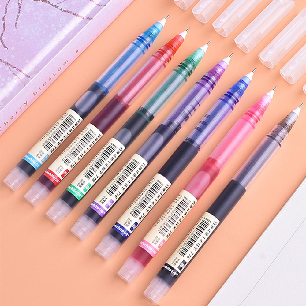 1 Pc Simple Style Straight Liquid Rollerball Pen 0.5mm Gel Pen Fluent 7 Color Writing Pilot High-grade Office Writing Stationery