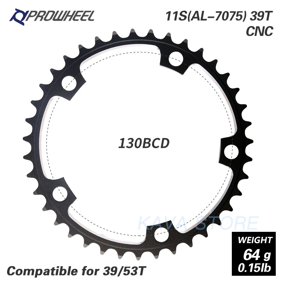 PROWHEEL route vélo plateau 110BCD 130BCD 34/39/50/53T pignon acier/alliage d'aluminium/AL-7075 CNC 8/9/10/11 vitesse chaîne: 5H 130BCD 39T AL7075