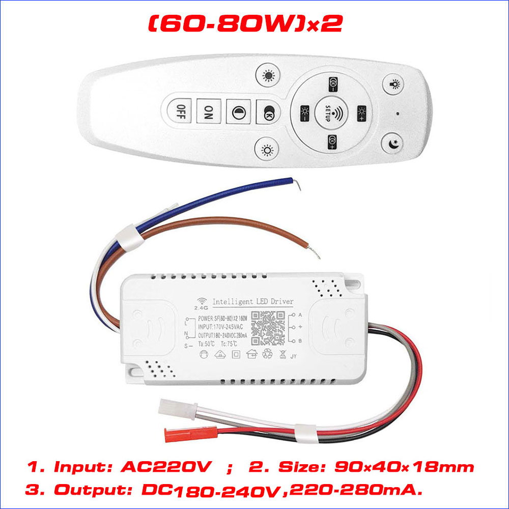 2.4G Intelligent LED driver remote control power supply dimming&color-changeable transformer connect to LED tape(12-24-40-60W)X2: Gold