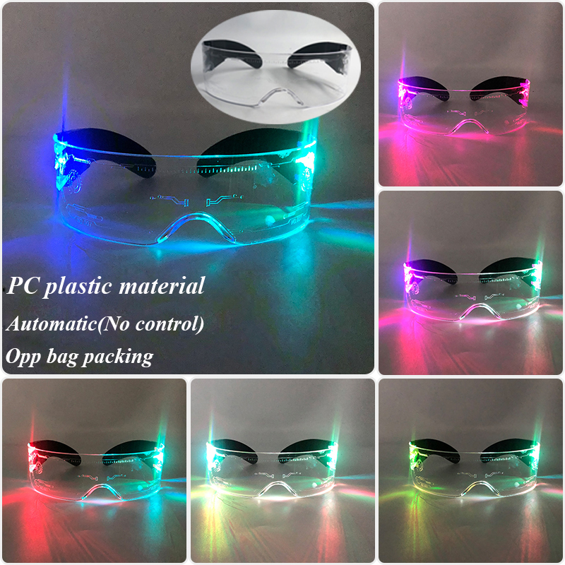 Gafas luminosas LED para de cumpleaños, lentes de neón con luz brillante de colores, accesorios intermitentes para Mascarada y concierto, Rave: Azul oscuro