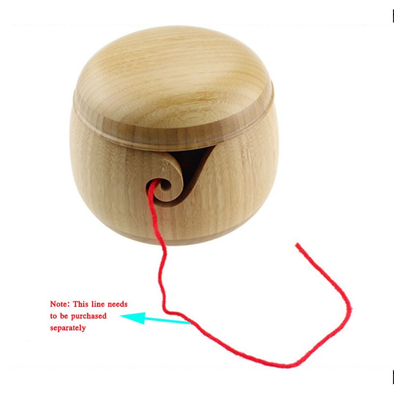 Bol de fil avec couvercle rond en bois bambou fil bol de rangement avec couvercle en bois massif à la main laine outil de tricotage