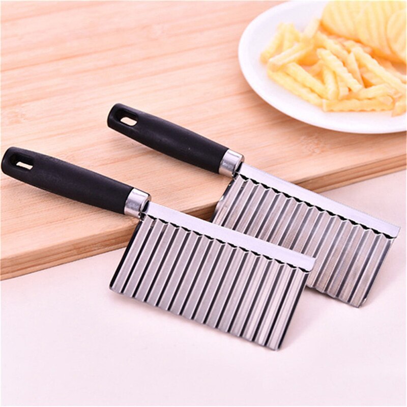 Cuchillo ondulado de acero inoxidable para cortar patatas, utensilio de cocina, herramienta para cortar frutas y verduras, máquina para patatas fritas