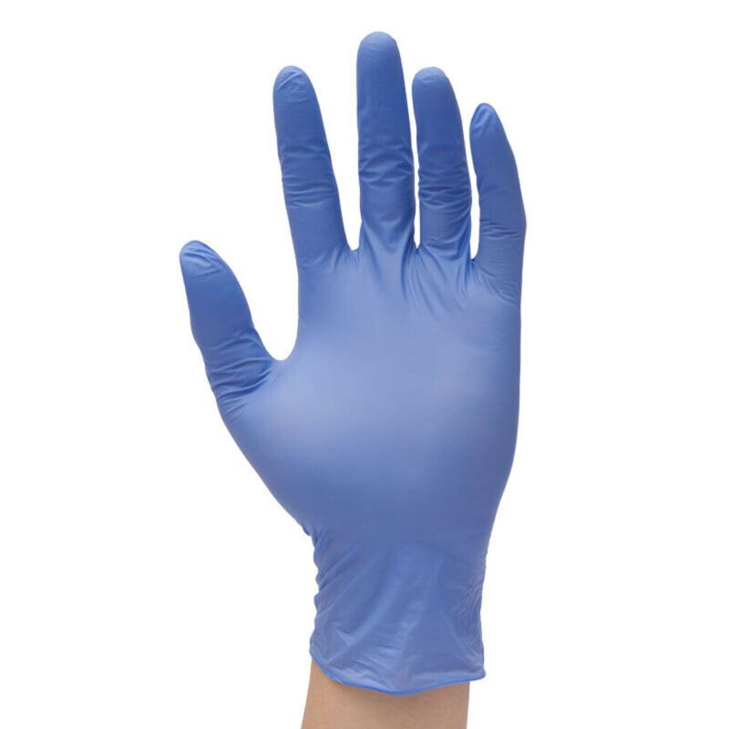 2020 nuovo Solido 100pz Blu Guanto di Nitrile Usa E Getta Polvere reticolo libero S M L