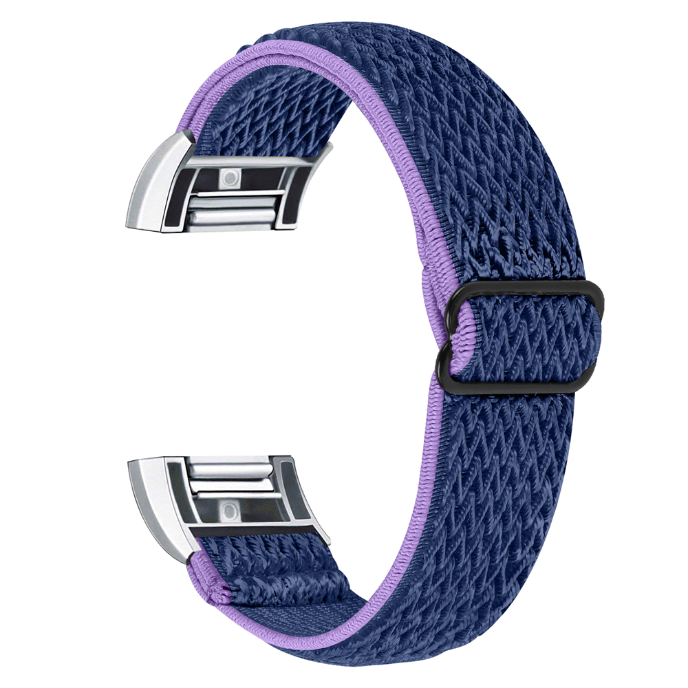 Weiches Nylonband für Fitbit Charge 2, Sport, gewebt, elastisch, dehnbar, Solo-Uhrenarmband, Schlaufe für Fitbit Charge 2 Ersatz: Schwarz Grün