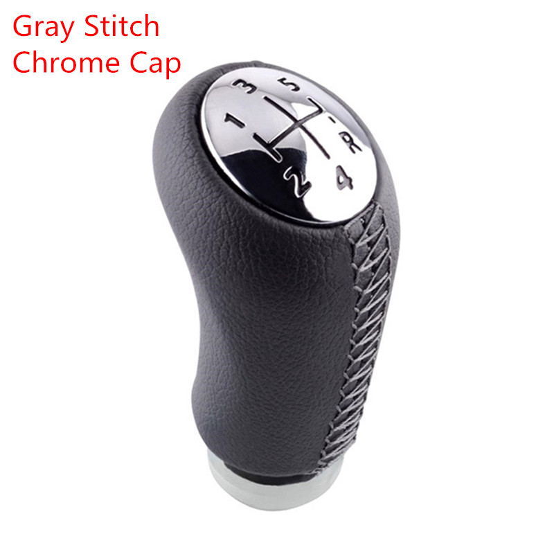 5 prędkość skórzane gałka zmiany biegów MT dla Renault Megane II MK2 sceniczny 2 Clio 3 III MK3 GearShifter główka pióra piłka czarny szary beżowy: szary Stitch chrom