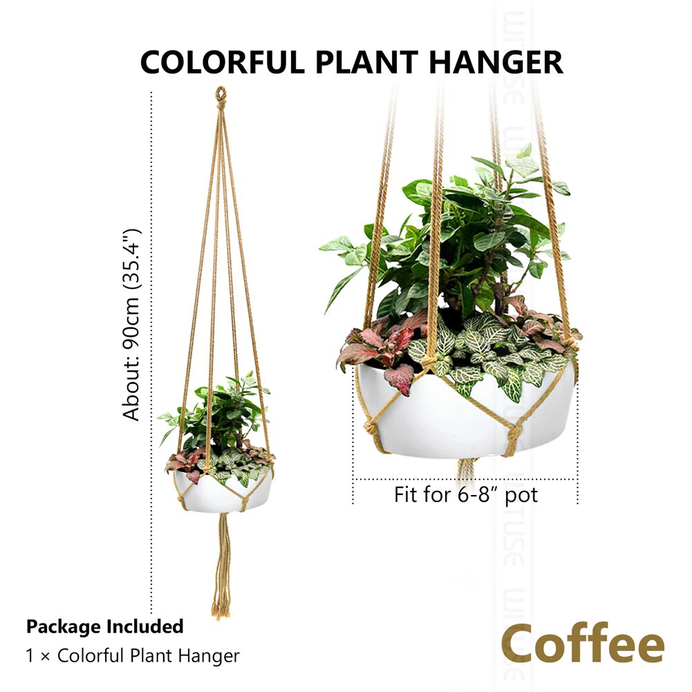 Wituse macrame växthängare krok grytlapp handgjord 100%  bomullssnöre växthängare hängande korghållare enkel/tofs 28 35 46 ": Colorfu stil kaffe
