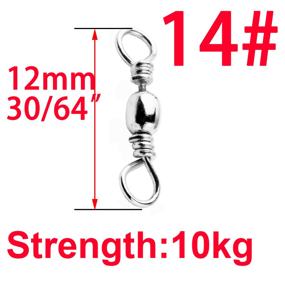 Barril giratorio de rodamiento de bolas de pesca de acero inoxidable, anzuelos de Pesca de Mar, Conector de línea de señuelo, productos para pesca, 50 piezas/1 caja: 12mm  50pcs