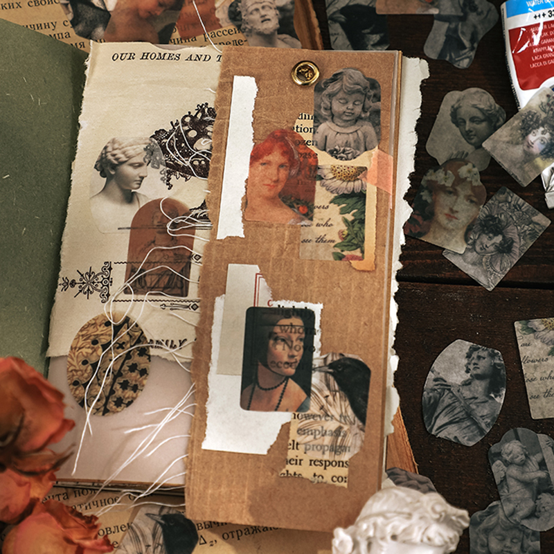 Vintage Medieval Stamps Floral Letter Mini Sticker Package DIY Diary Junk Journal Decoration Label Sticker Album Scrapbooking