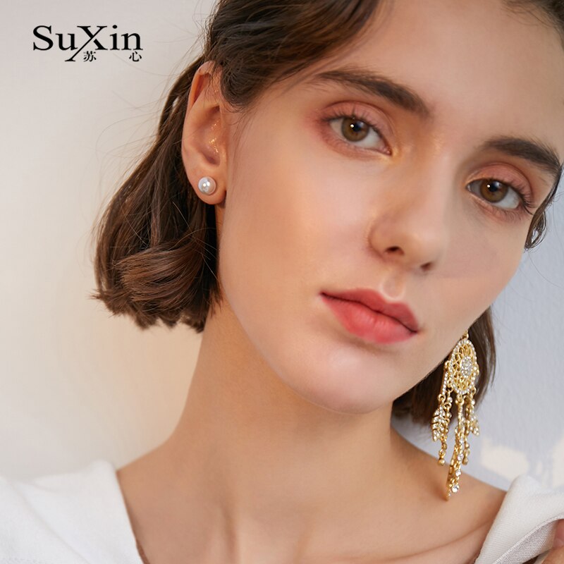 Suxin Vintage ▾ asimmetrico orecchini per le donne di strass artificiale carillon di vento orecchini di pendente Fidanzata Regali Del Partito
