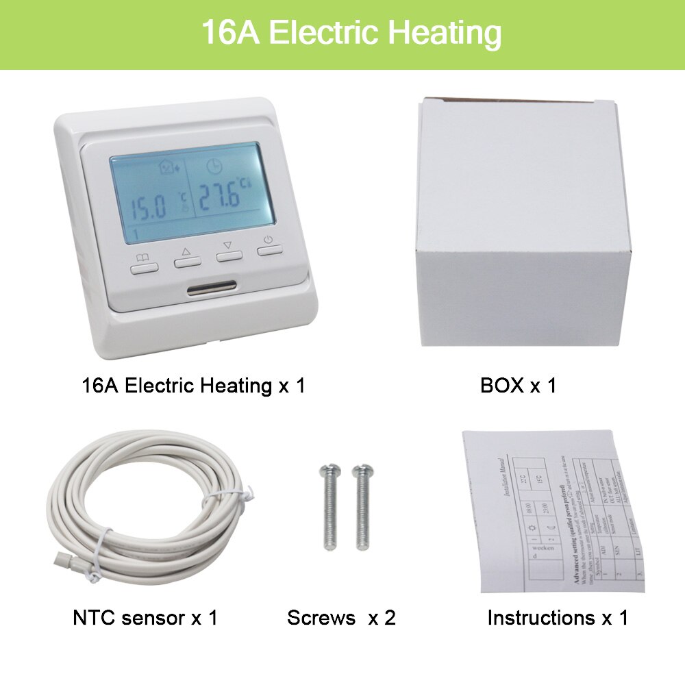 220v termoregulator til varm gulvvarme termostat 16a elektrisk / vand opvarmning lcd ugentlig programmerbar trådløs termostat: Default Title